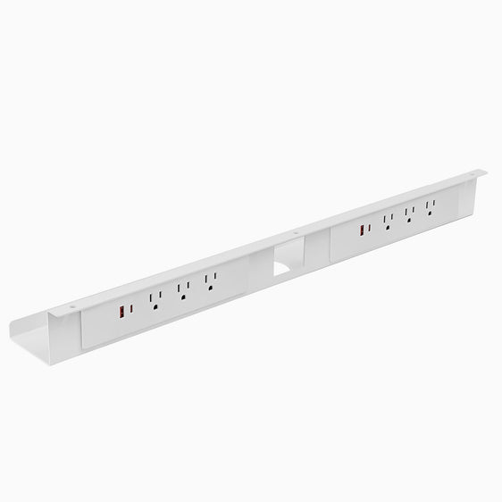 Desky Mini Cable & Power Tray-white with 6 powers