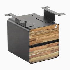 Desky Minimal Under Desk Cabinet, Acacia Hardwood, Space Grey frame