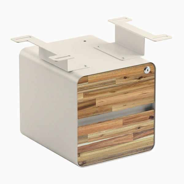 Desky Minimal Under Desk Cabinet, Acacia Hardwood, Wheat frame