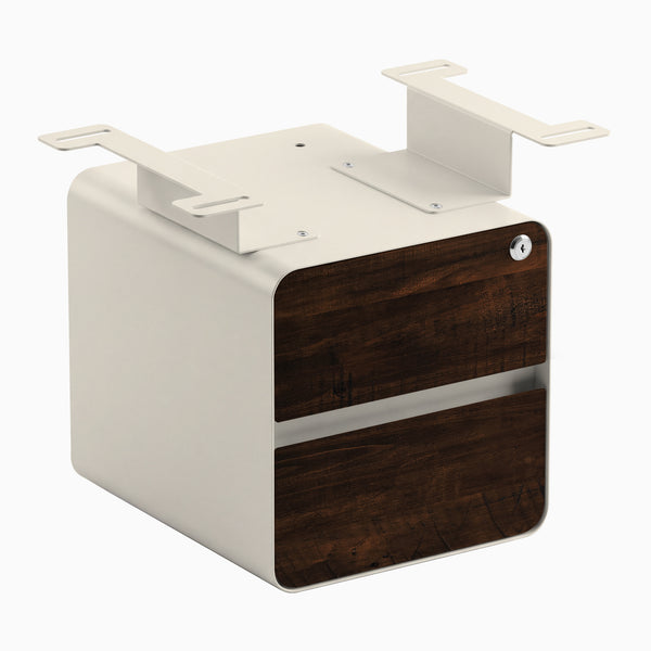 Desky Minimal Under Desk Cabinet, American Rustic Pine Softwood, Wheat frame