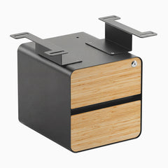 Desky Minimal Under Desk Cabinet, Bamboo, Space Grey frame