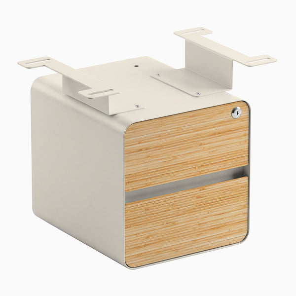 Desky Minimal Under Desk Cabinet, Bamboo, Wheat frame