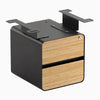 Desky minimal under desk cabinet black frame, bamboo front