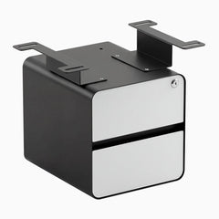 Desky minimal under desk cabinet black frame, white front