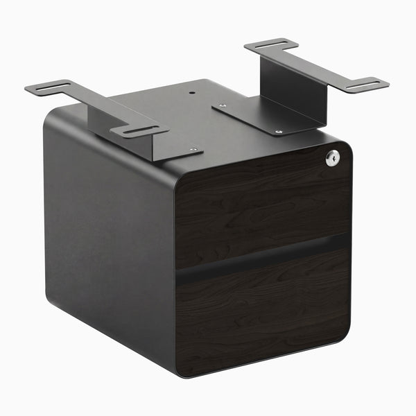 Desky Minimal Under Desk Cabinet, Burnished Wood Laminate, Space Grey frame
