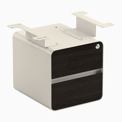 Desky Minimal Under Desk Cabinet, Burnished Wood Laminate, Wheat frame