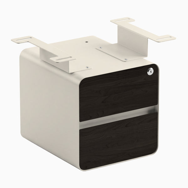 Desky Minimal Under Desk Cabinet, Burnished Wood Laminate, Wheat frame
