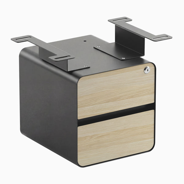 Desky Minimal Under Desk Cabinet, Classic Oak Laminate, Space Grey frame