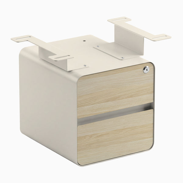 Desky Minimal Under Desk Cabinet, Classic Oak Laminate, Wheat frame