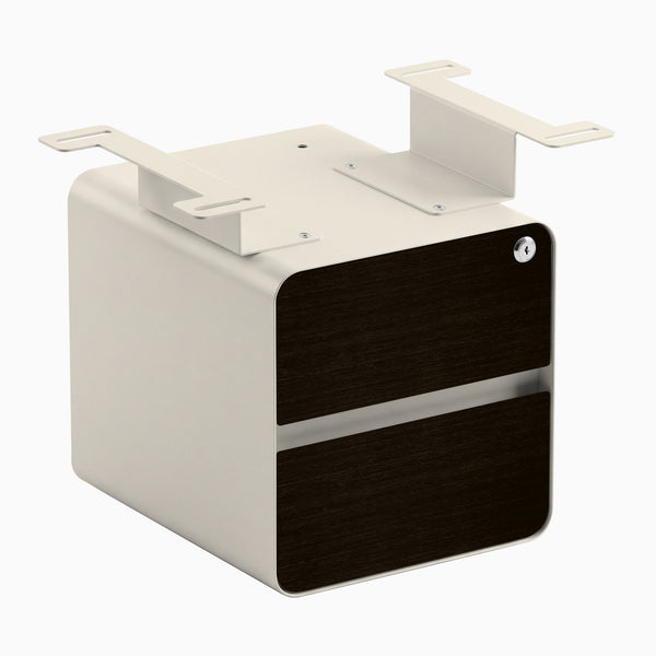Desky Minimal Under Desk Cabinet, Dark Bamboo, Wheat frame