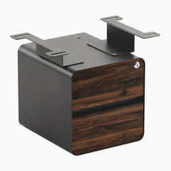 Desky Minimal Under Desk Cabinet, Jarrah Legno Laminate, Space Grey frame