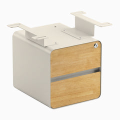 Desky Minimal Under Desk Cabinet, Light Oak Rubberwood, Wheat frame