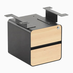 Desky Minimal Under Desk Cabinet, Maple Hardwood, Space Grey frame