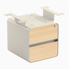 Desky Minimal Under Desk Cabinet, Maple Hardwood, Wheat frame