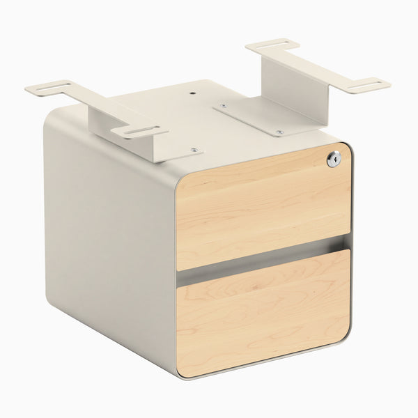 Desky Minimal Under Desk Cabinet, Maple Hardwood, Wheat frame