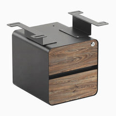 Desky Minimal Under Desk Cabinet, Natural Walnut Laminate, Space Grey frame