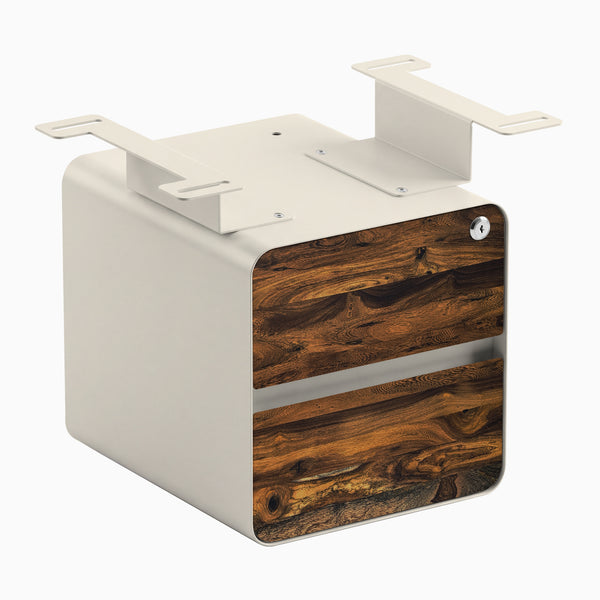 Desky Minimal Under Desk Cabinet, Pheasantwood Hardwood, Wheat frame