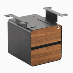 Desky Minimal Under Desk Cabinet, Prime Oak Laminate, Space Grey frame
