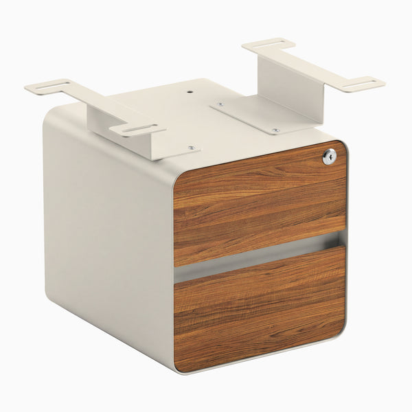 Desky Minimal Under Desk Cabinet, Prime Oak Laminate, Wheat frame