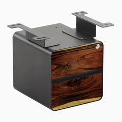 Desky Minimal Under Desk Cabinet, Saman Hardwood, Space Grey frame