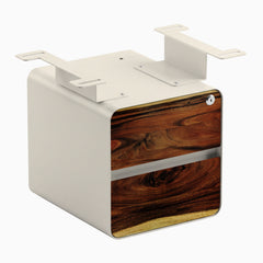 Desky Minimal Under Desk Cabinet, Saman Hardwood, Wheat frame