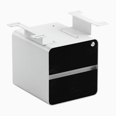 Desky minimal under desk cabinet white frame, black ash front