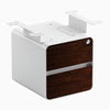 Desky minimal under desk cabinet white frame, dark walnut front