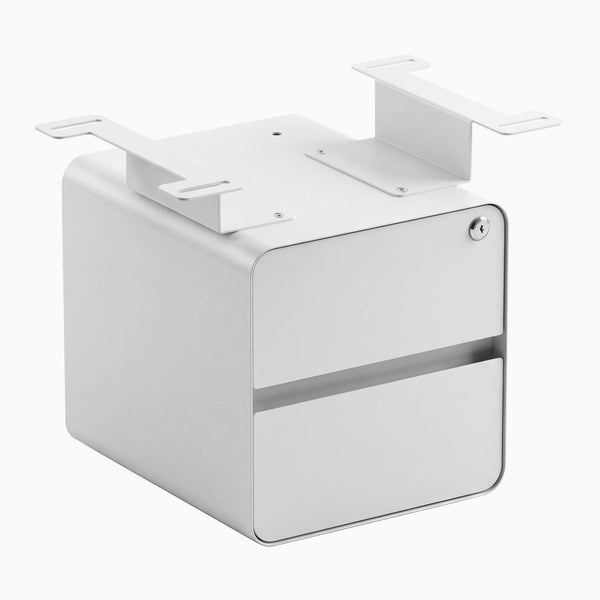Desky minimal under desk cabinet white frame, white front
