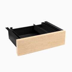 Desky Minimal Under Desk Drawer, Maple Hardwood desktop, Black frame