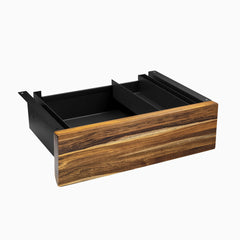 Desky Minimal Under Desk Drawer, Pheasantwood Hardwood desktop, Black frame
