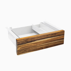 Desky Minimal Under Desk Drawer, Pheasantwood Hardwood desktop, White frame