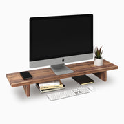 Desky monitor stand in walnut hardwood with monitor set up