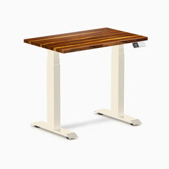 Desky Dual Mini Hardwood Sit Stand Desk, Pheasantwood desktop, Wheat frame