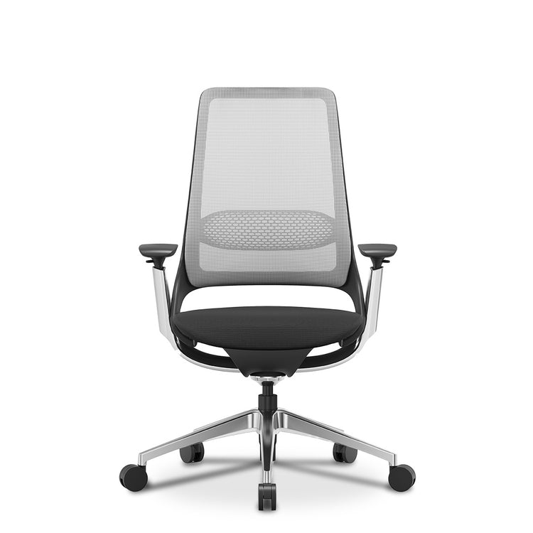 Desky Pulse desk chair in black polished aluminum no headrest