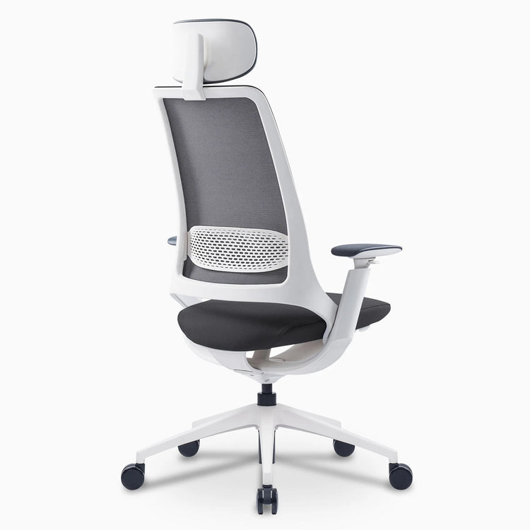 Desky Pulse supportive desk chair in white with headrest