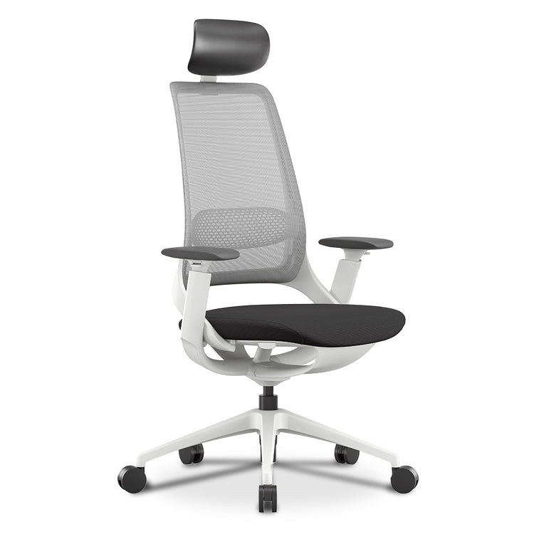 Desky pulse desk chair white with headrest