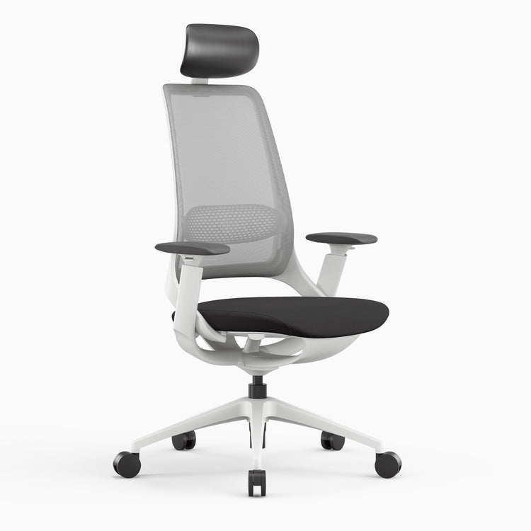 Ergonomic home office chair white with headrest - Desky Canada