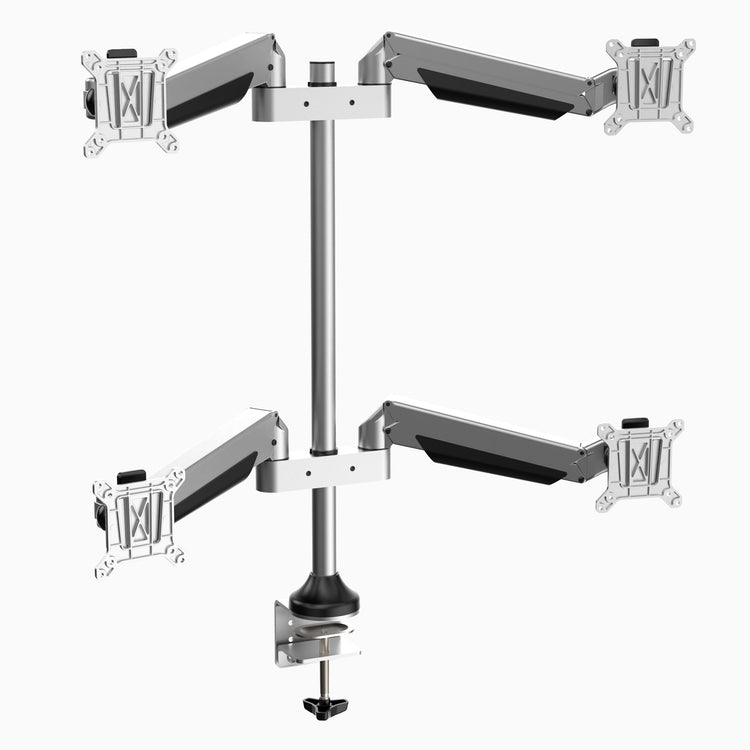 Silver quad monitor arm - Desky Canada