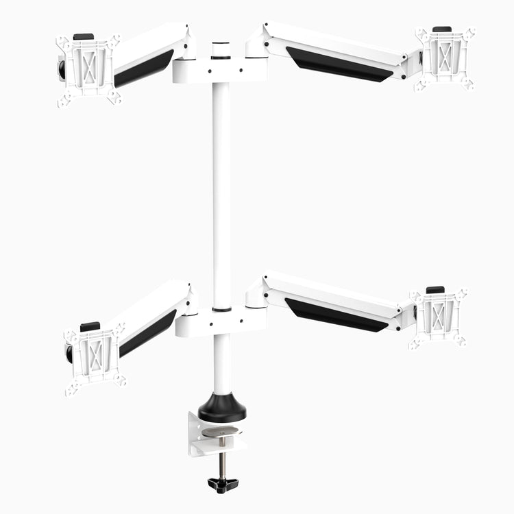 White quad monitor arm - Desky Canada