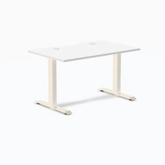 Desky Zero Scalloped Laminate Office Desk, White desktop, Wheat frame