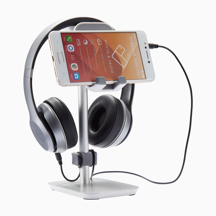 Desky Headphone and Phone Stand in Silver - Desky