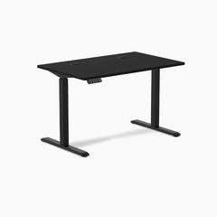 Desky Single Sit Stand Gaming Desk, Black desktop, Black frame