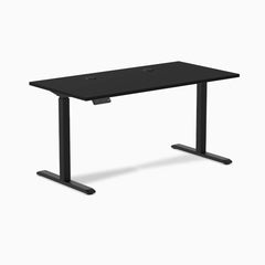 Desky Single Sit Stand Gaming Desk, Black desktop, Black frame