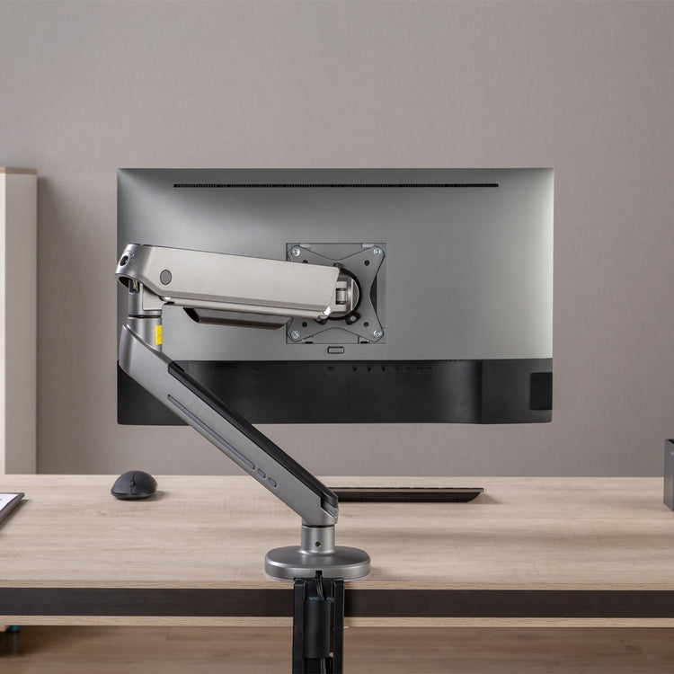 Single LED space grey monitor arm