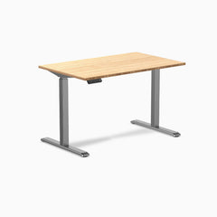 Desky Single Sit Stand Desk, Bamboo desktop, Space Grey frame