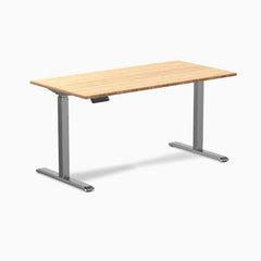 Desky Single Sit Stand Desk, Bamboo desktop, Space Grey frame