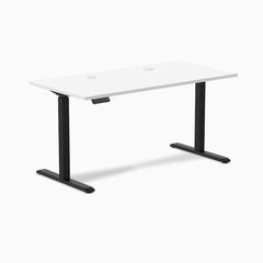 Desky Single Sit Stand Gaming Desk, White desktop, Black frame