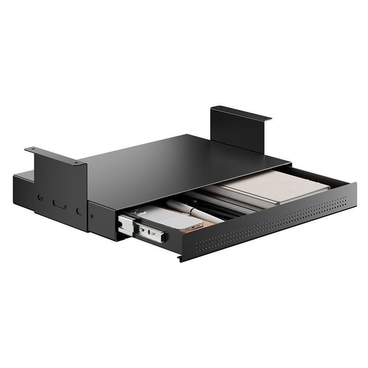 Ultraslim under desk drawer with book gap for standing desk attachment
