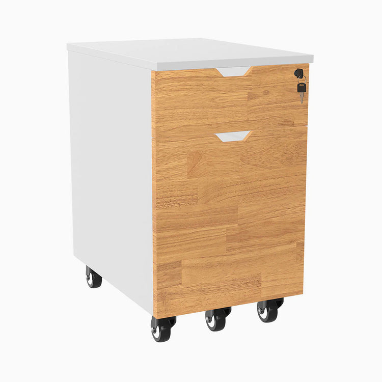 Desky wooden minimalist cabinet rubberwood light oak white