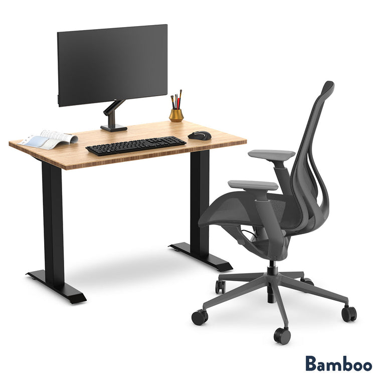 Fixed mini bamboo desk set up - Desky Canada